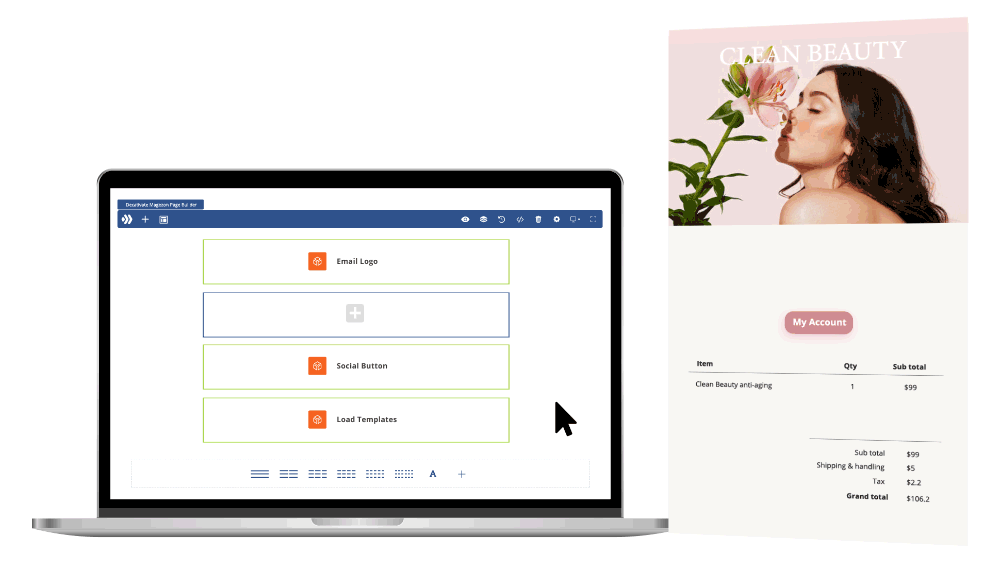 Intuitive drag and drop Email Builder