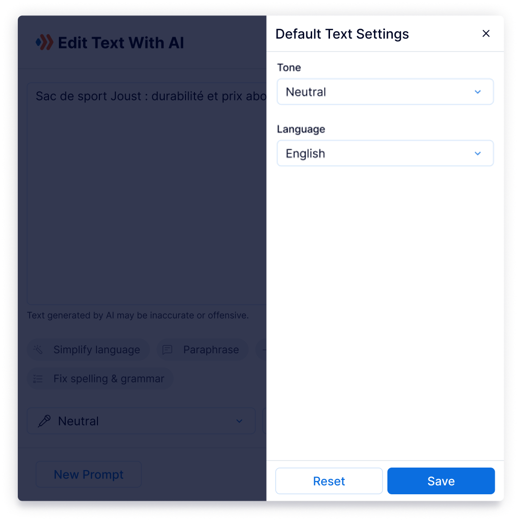 Customize Default Settings for AI Content Customize Default Settings for AI Content