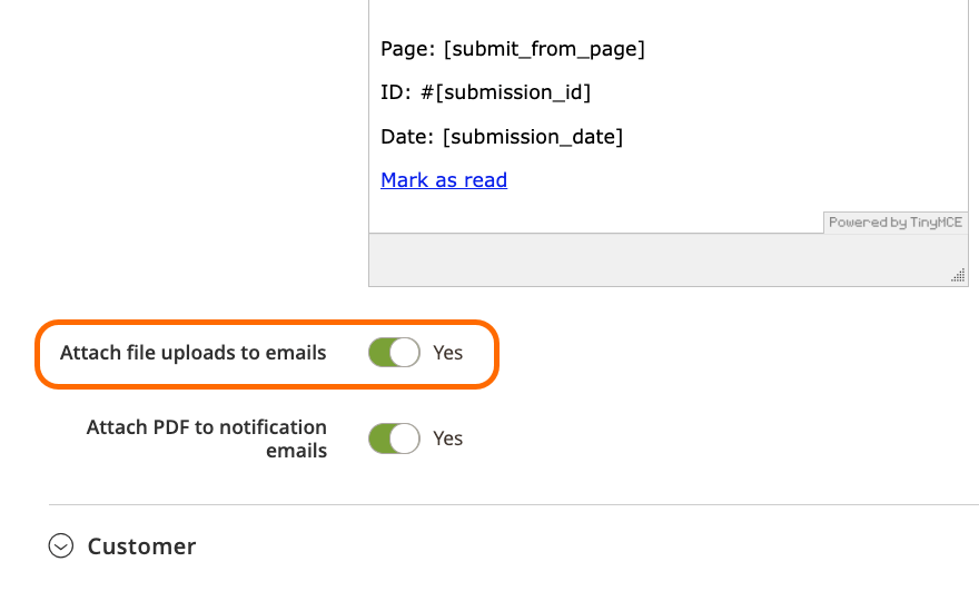 Attach uploaded files to email notifications Attach uploaded files to email notifications