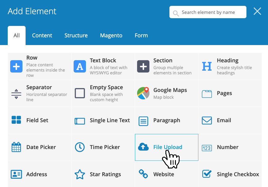 Add File Uploads element Add File Uploads element