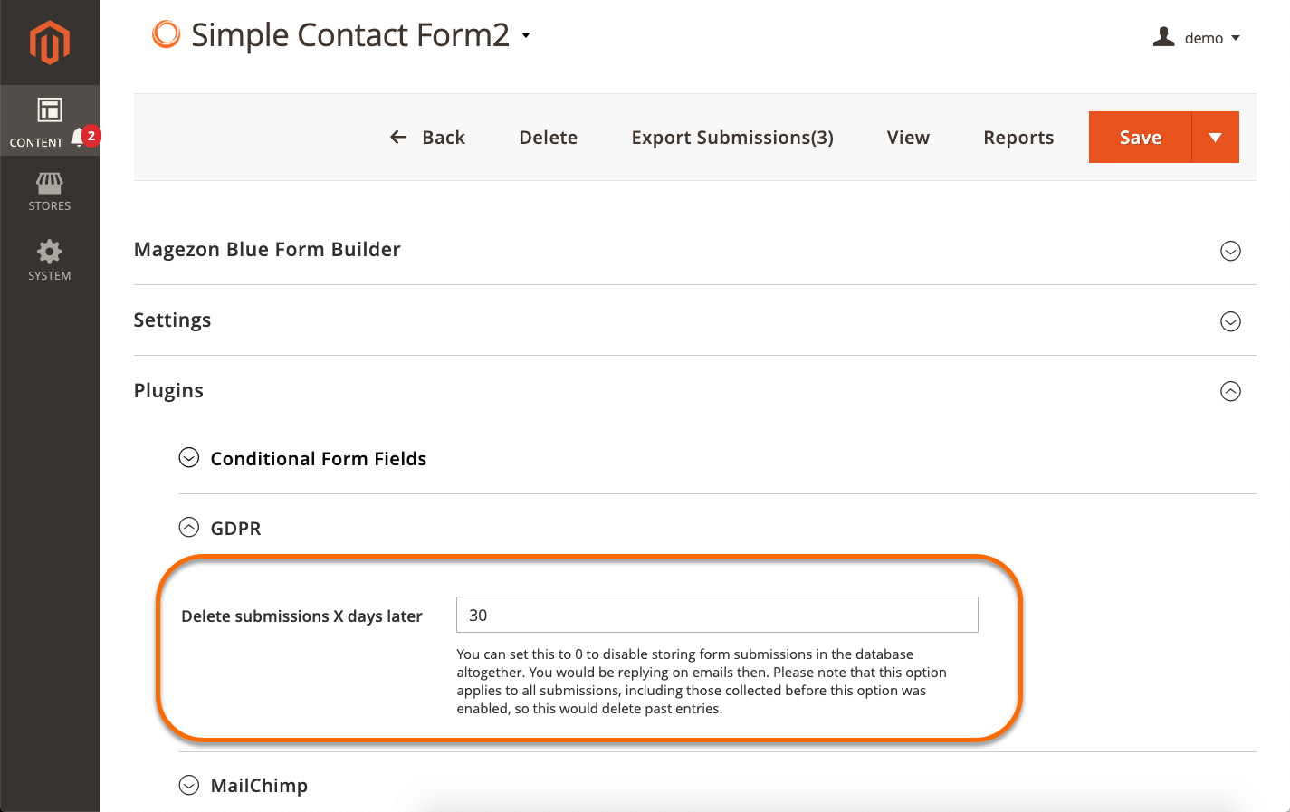 GDPR plugin: Decide how long to store submissions