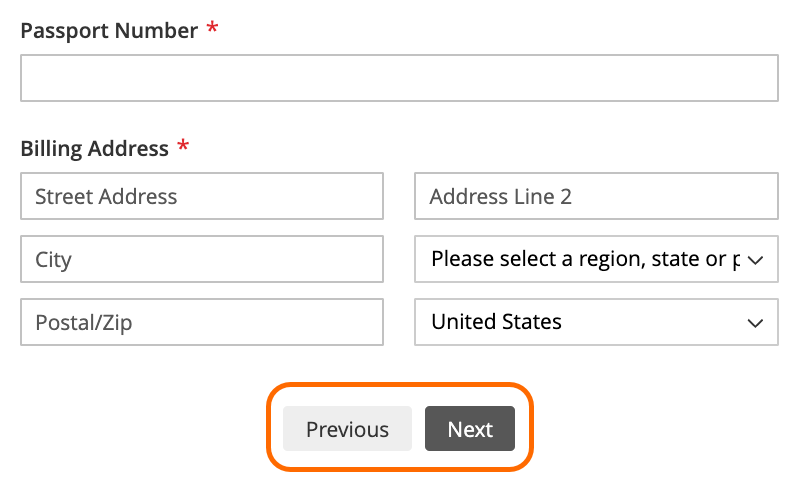 Previous/Next buttons on the center