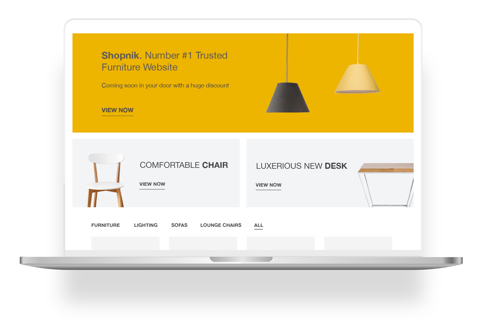 Landing page on laptop