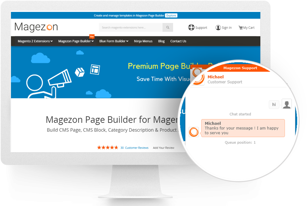 Magezon Page Builder Case Study - CEO on supporting desk Magezon Page Builder Case Study - CEO on supporting desk