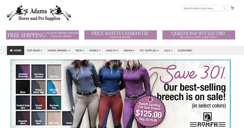 adamshorsesupply.com