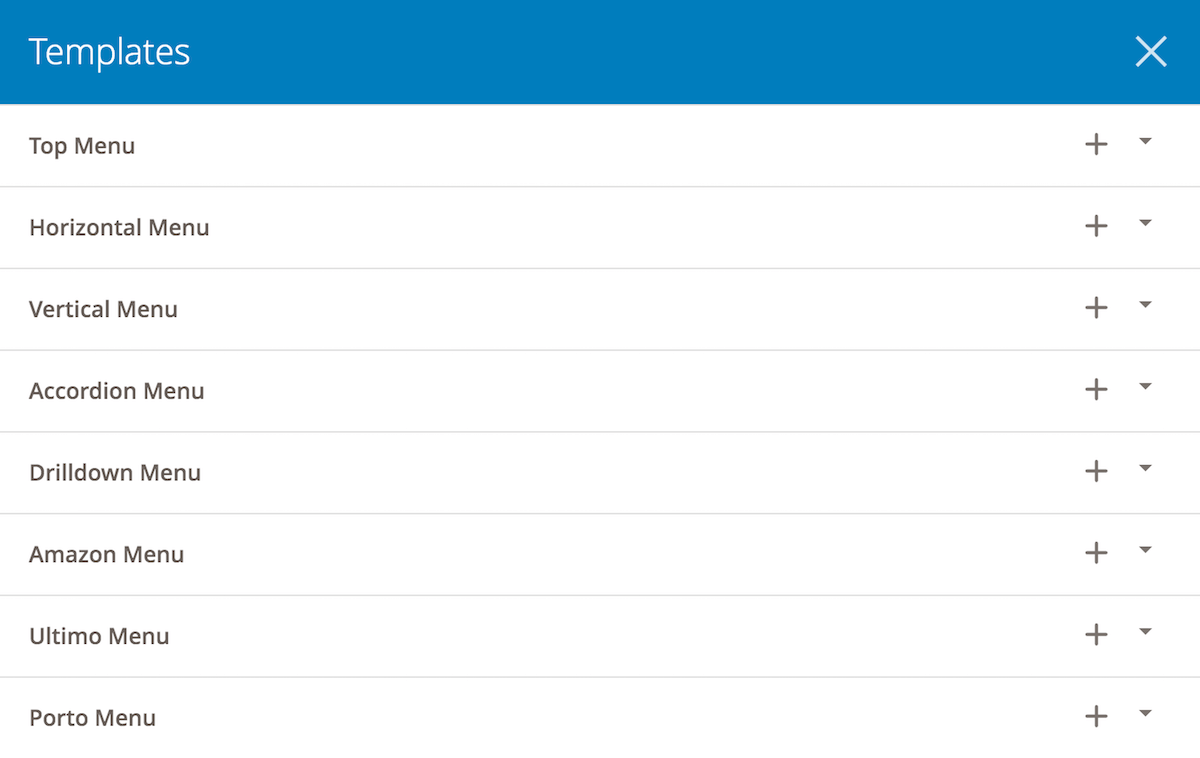 Display menu in 4 types