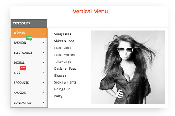 Display menu in 4 types