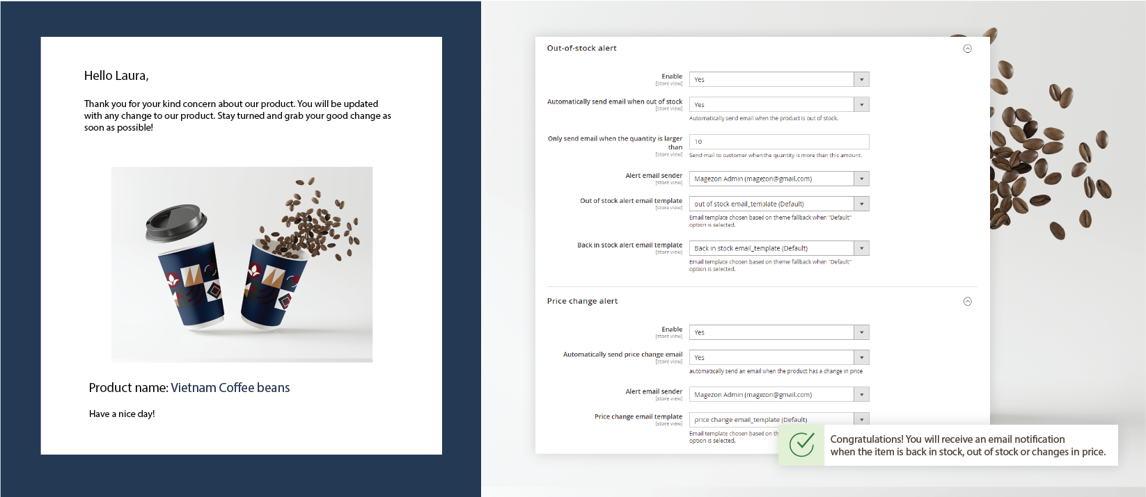 Magento 2 Out Of Stock Notification|Enable Stock And Price Subscriptions