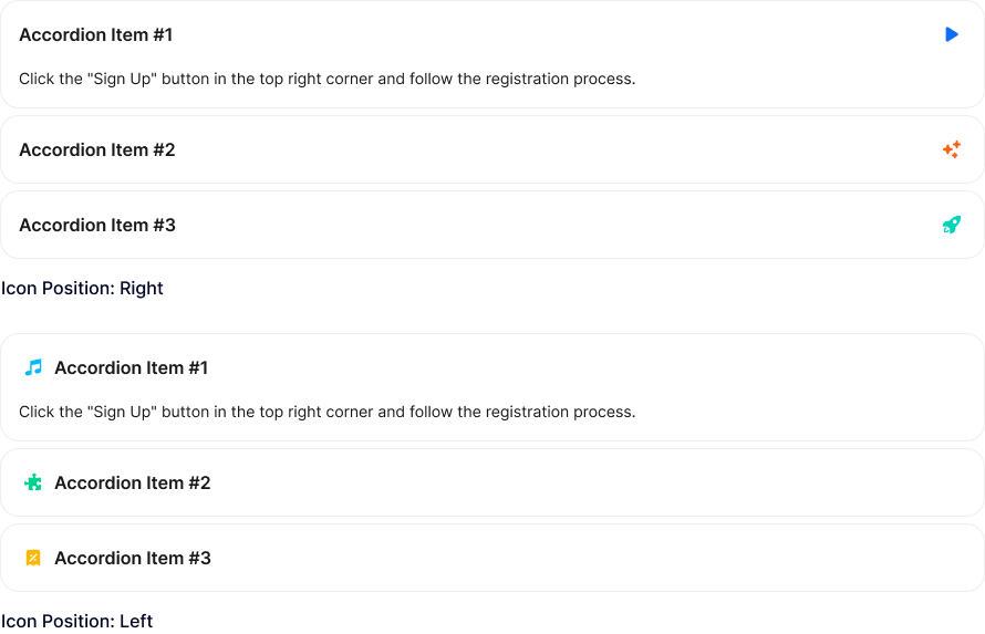 Accordion open & closed icons