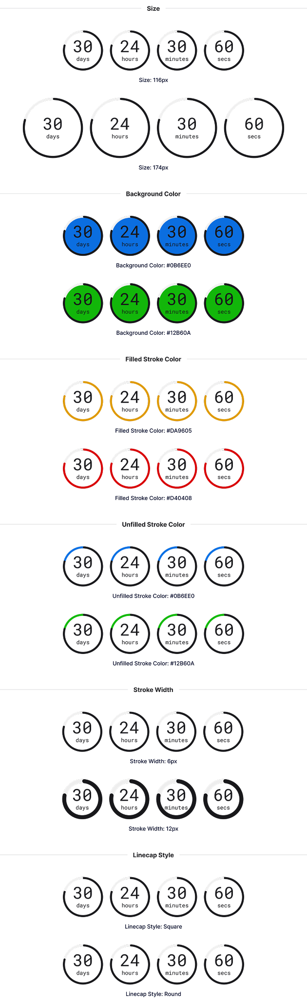 Countdown circle styling