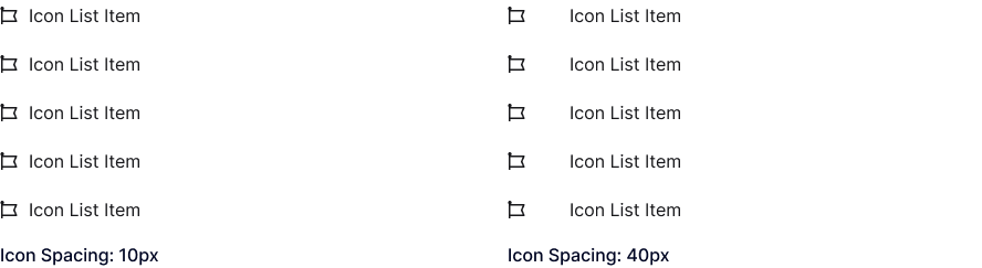 Icon List icon & text spacing