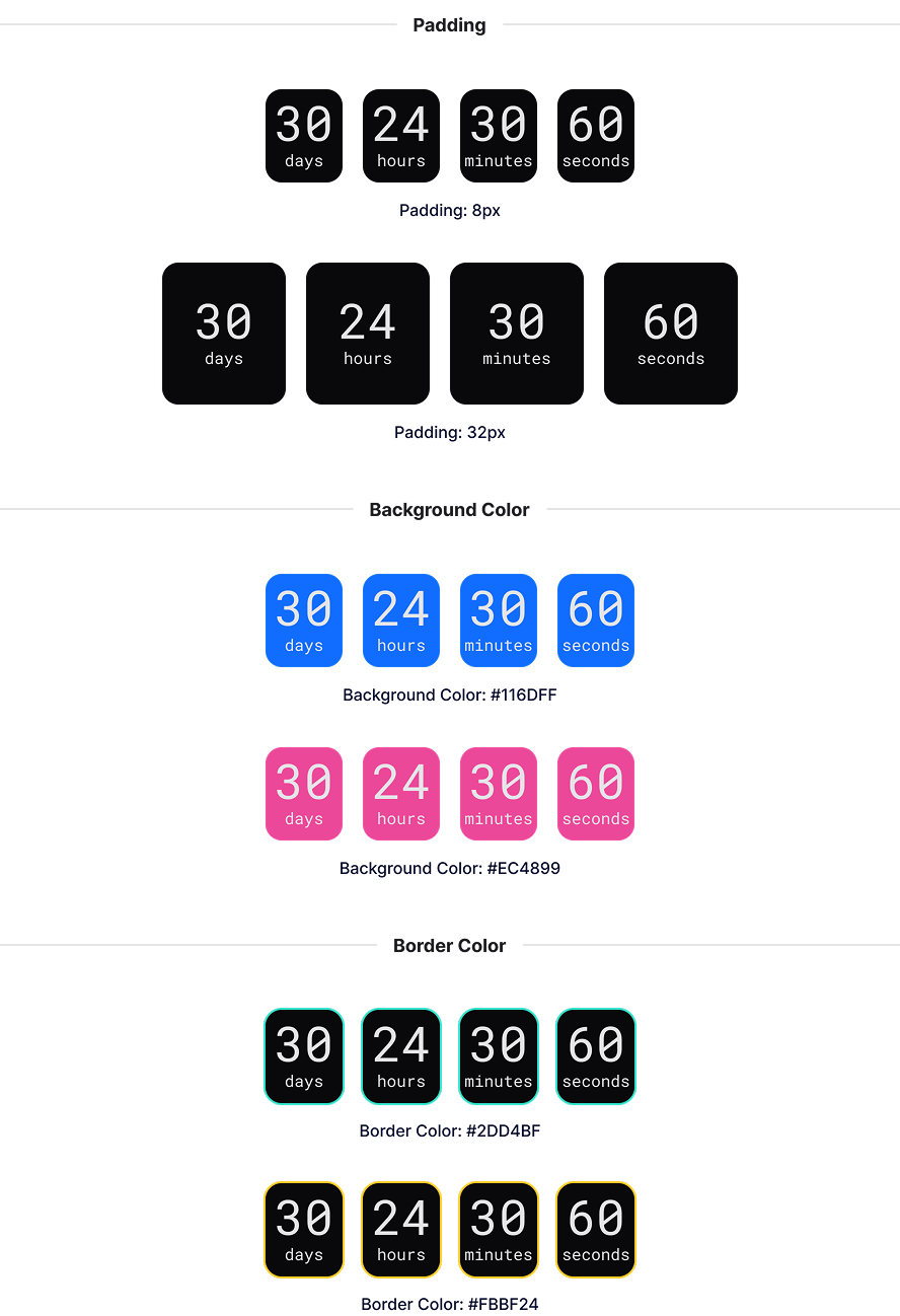 Countdown time box styling