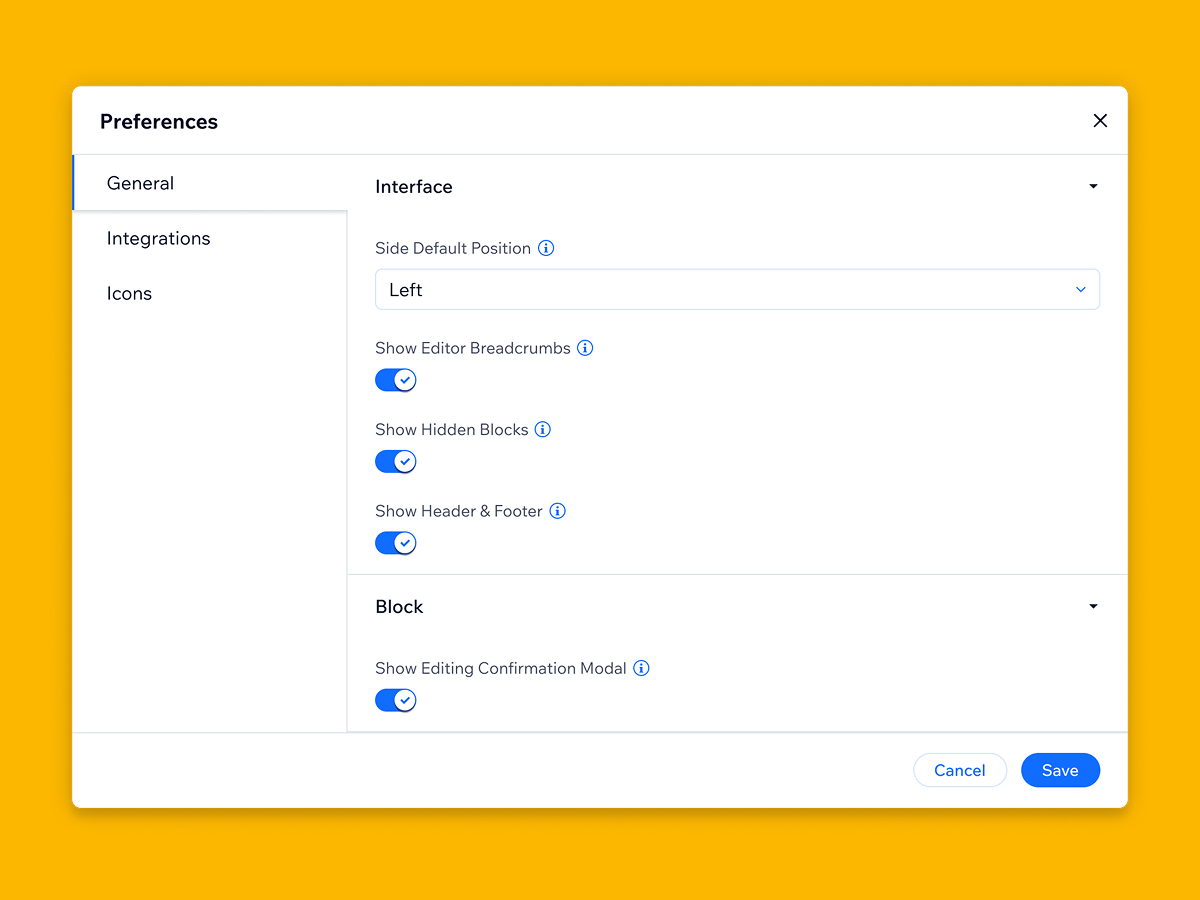 Customizable builder interface