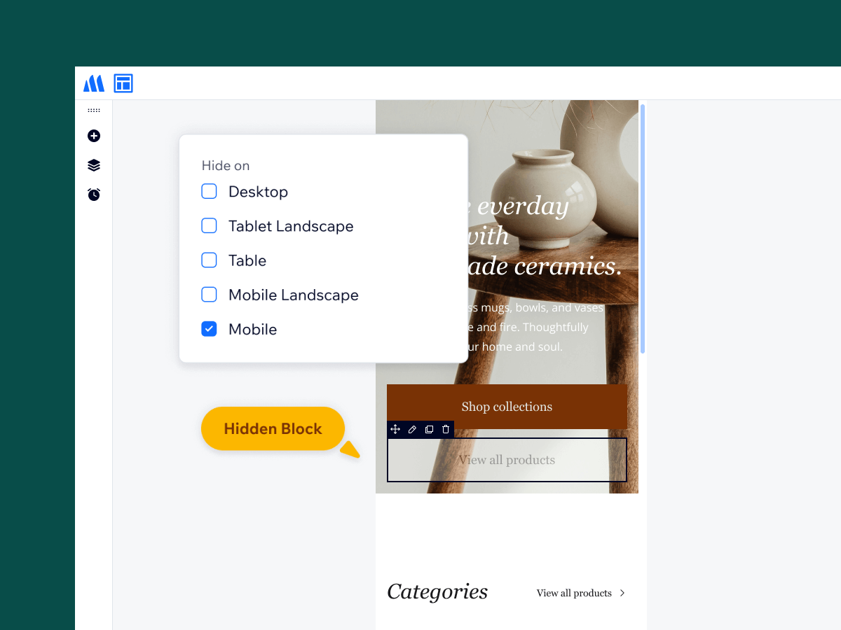 Block visibility control on each device