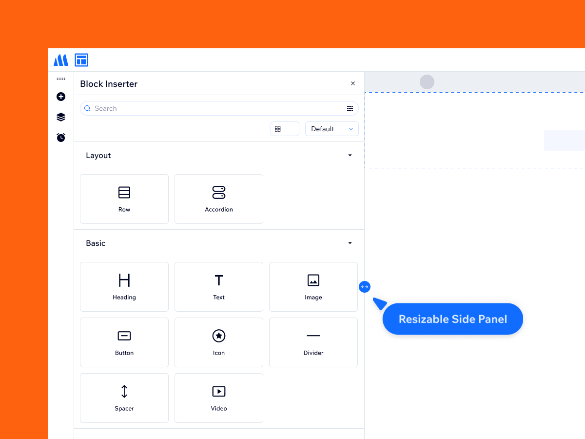 Resizable side panel