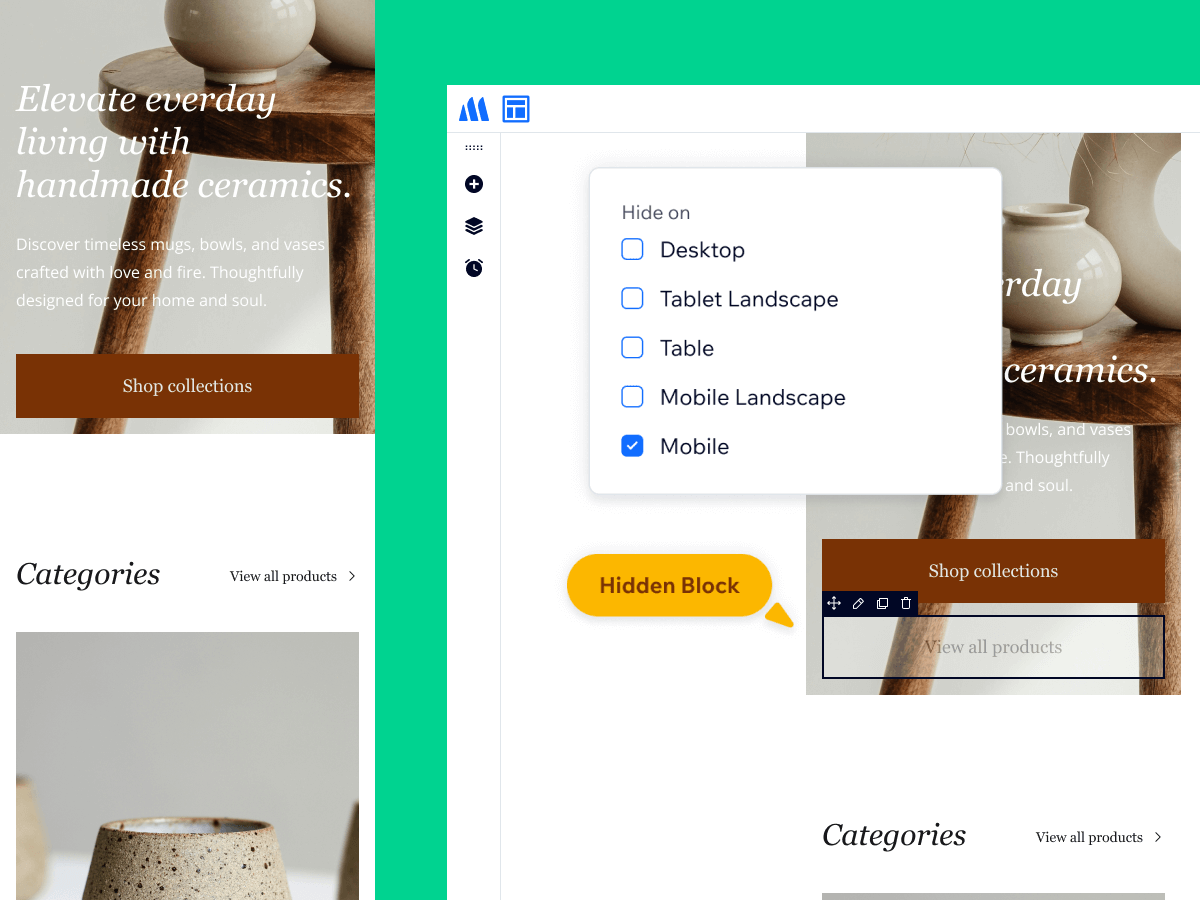Hidden block visibility contro