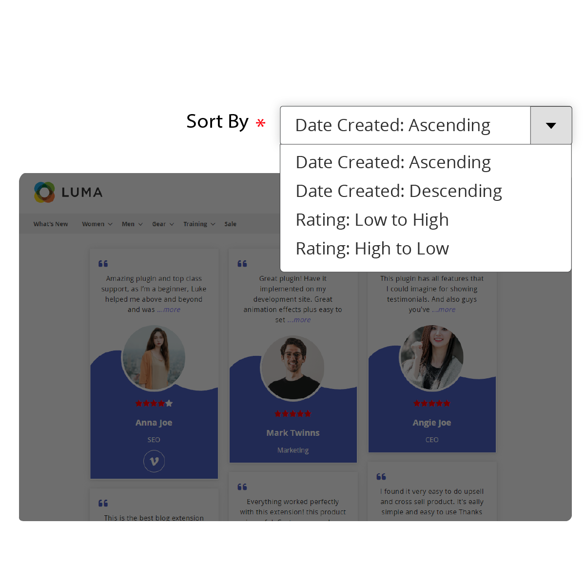 Sort the order of testimonials Sort the order of testimonials