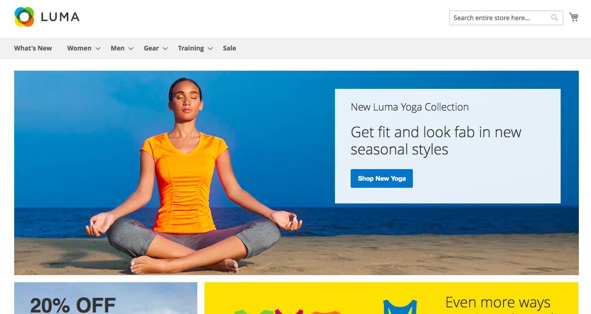 Magento default homepage